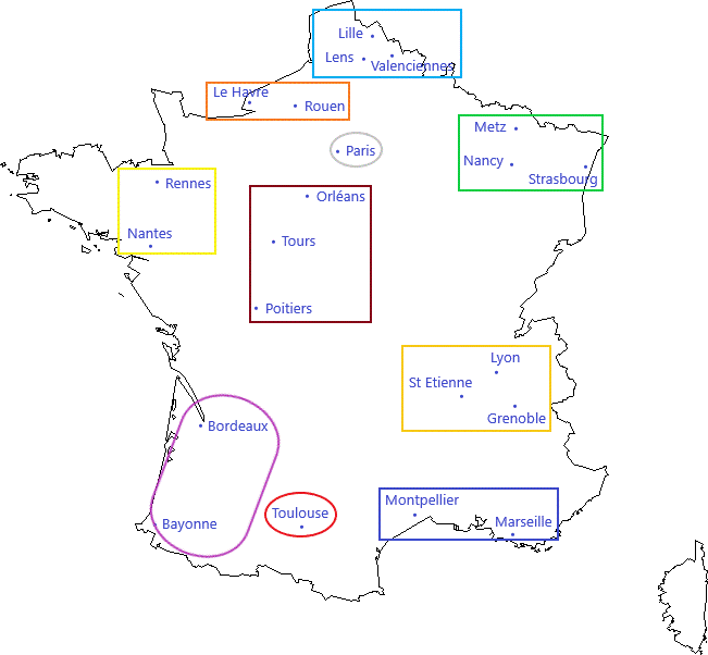 Carte des zones de nettoyage de vitres et bardage en France